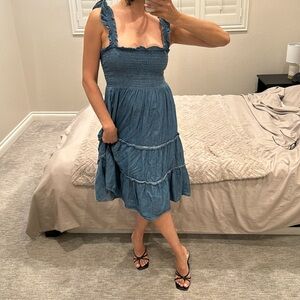 Lily Rose, women’s midi jeans dress, M, blue, gently worn, no stains or flaws